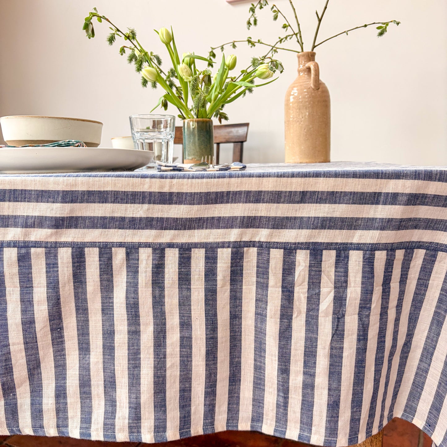 Constance & Denny - woven Indigo tablecloth, 100% cotton