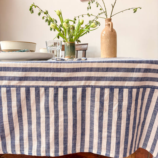Constance & Denny - woven Indigo tablecloth, 100% cotton