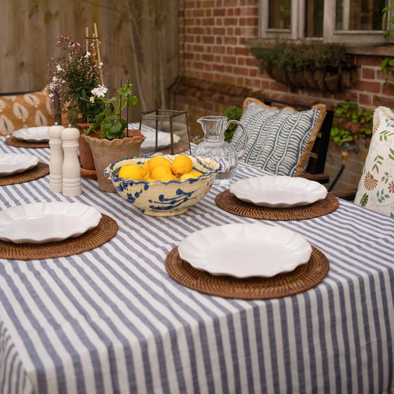 Constance & Denny - woven Indigo tablecloth, 100% cotton