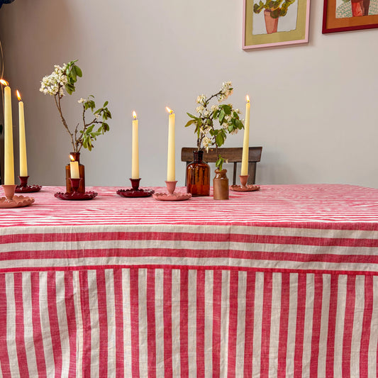 Constance & Denny - woven Poppy stripe tablecloth, 100% cotton