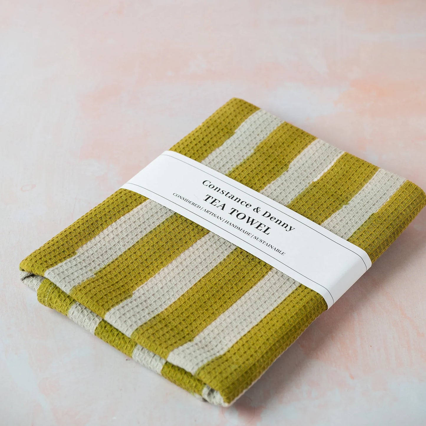 Constance & Denny - Wide stripe OLIVE tea towel